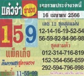 เลขเด็ดหวยแต๋วจ๋า 1/6/66