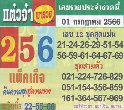 รวยแน่หวยแต๋วจ๋า 1-7-66
