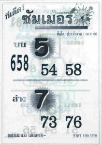 เลขดังหวยซัมเมอร์ 16-6-66
