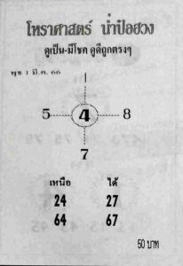 เลขดังหวยน่ำป๋อฮวง 16-6-66