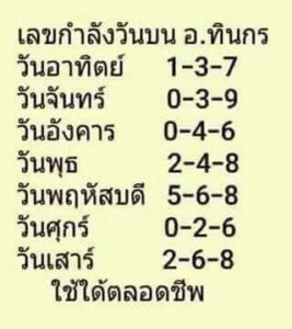 เลขปังหวยอาจารย์ทินกร 1-7-66