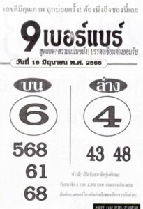 เลขหวย9เบอร์แบร์ 16-6-66