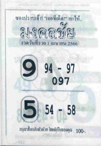 เลขเด็ดหวยมงคลชัย 16-6-66