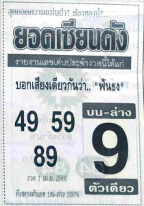 เลขเด็ดหวยยอดเซียนดัง 16-6-66