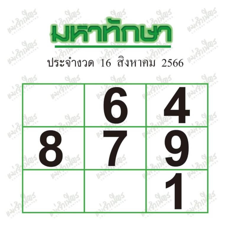 หวยไทย มหาทักษา 1/9/66
