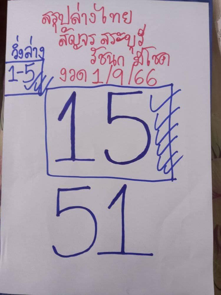หวยไทย รัชนกมีโชค 16/9/66 
