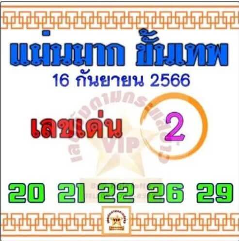 หวยไทย แม่นมากขั้นเทพ 16/9/66