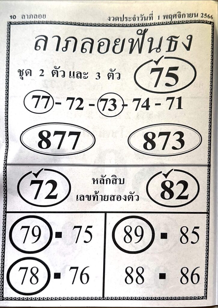 หวยไทย ลาภลอยฟันธง 16/11/66