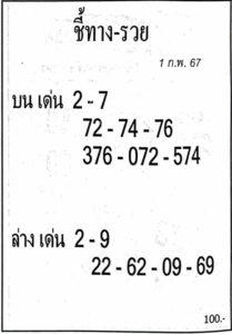 หวยไทย ชี้ทางรวย 1/2/67