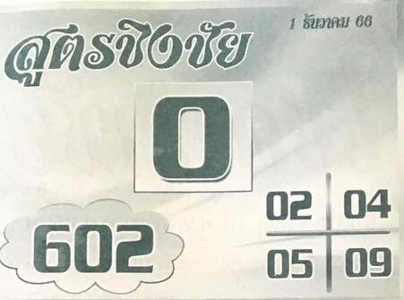 หวยไทย สูตรชิงชัย 1/2/67